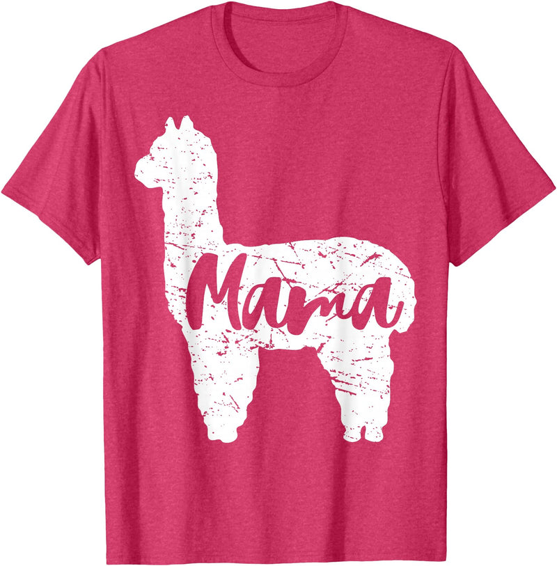 Happy Mothers Day Shirt Cute Gift Ideas Cute Proud Mama Llama Alpaca Happy Mothers Day Gift Shirt T-Shirt - Red Heather