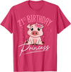 Pig Birthday 21 Cute Piggy Barn Party Apparel Pig 21st Birthday Princess Farm Party Hog Farmer Barnyard T-Shirt - Red Heather