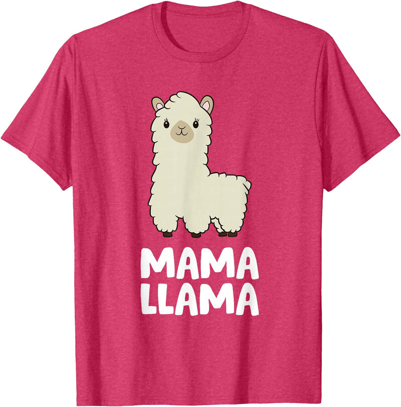 Llama Mama And Llama Papa Gifts Women Llama Mom Mama Llama T-Shirt - Red Heather