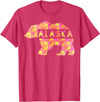 Proud Alaskan Bear Art Alaska State Pride Proud Alaskan Pink Grizzly Bear T-Shirt - Red Heather