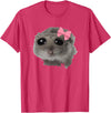 Coquette Sad Hamster Meme Crying T-Shirt - Red Heather