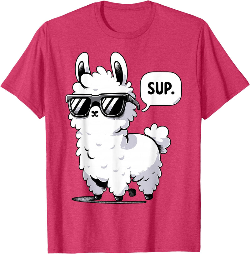 Magical and Funny Llama lover Gifts Alpaca Llama with Sunglasses Sup T-Shirt - Red Heather