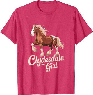 Clydesdale Horse Lovers Club Clydesdale Girl Vintage Horse Equestrian T-Shirt - Red Heather