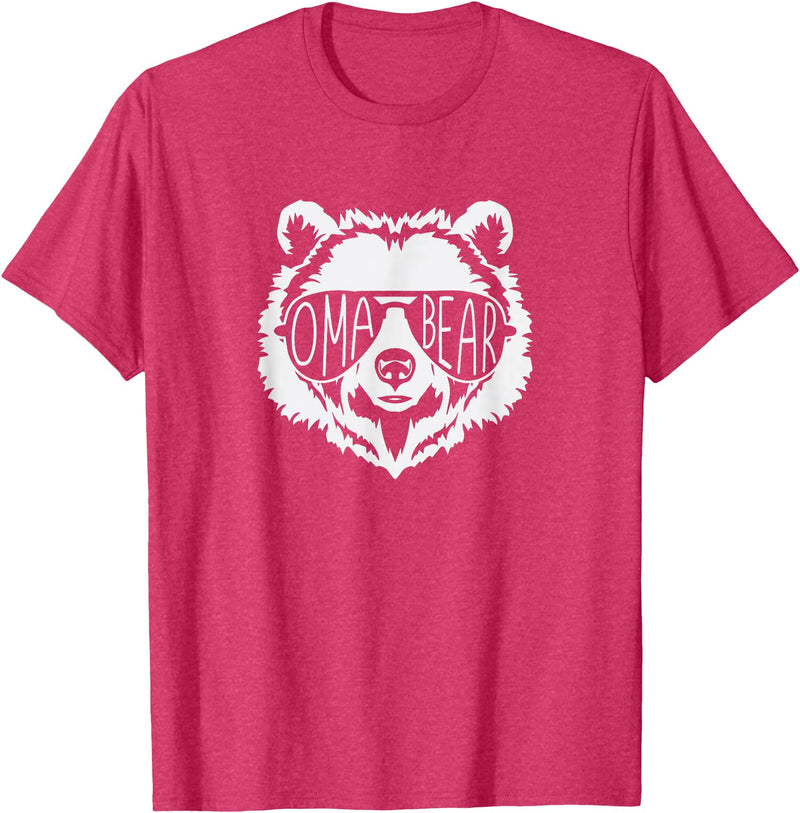 oma Bear Family Apparel Grandma Bear Face with Sunglasses T-Shirt - Red Heather
