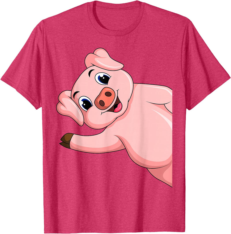 Funny Pig Lover & Owner Gift Ideas Pig Swine Kids Boys Girls Women T-Shirt - Red Heather