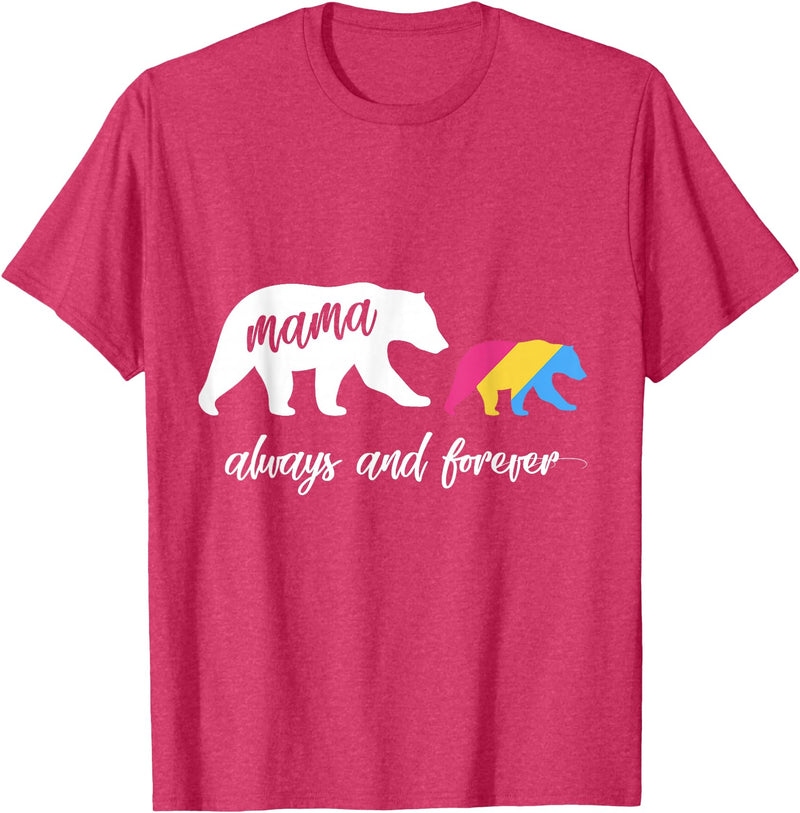 Cute Pansexual and Bisexual Mama Gift Tee Cute Pansexual Mama Bear T-Shirt - Red Heather