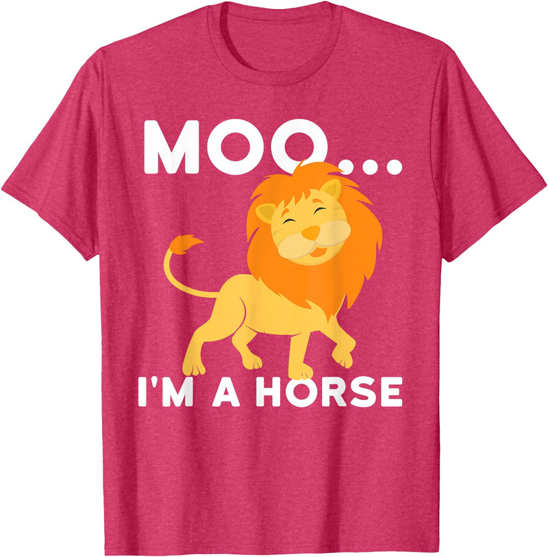 Funny Lion Shirts Moo I'm a horse - lion T-Shirt - Red Heather