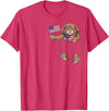 Rabbit Pocket Patriotic American Flag 4th of July USA T-Shirt in Red Heather
