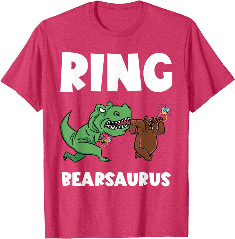 Funny Ring Bearer Wedding Ring Funny Ring Bearer Security Bear Dino Wedding Party Ring T-Shirt - Red Heather
