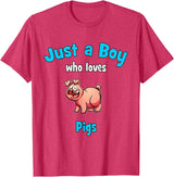 Boys Pig Shirts & Gifts for Kids Pig Shirt for Boys | Children's Pig T-Shirt - Red Heather