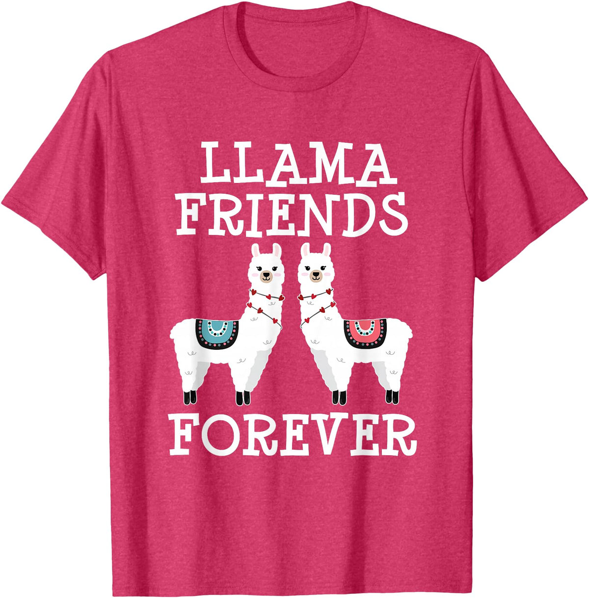 Llama Friendship Girls Llama Friends Girls Women Llama Friendship T-Shirt - Red Heather