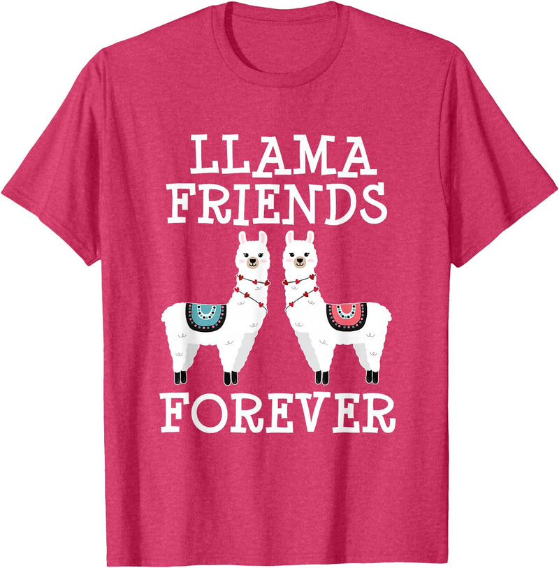 Llama Friendship Girls Llama Friends Girls Women Llama Friendship T-Shirt - Red Heather