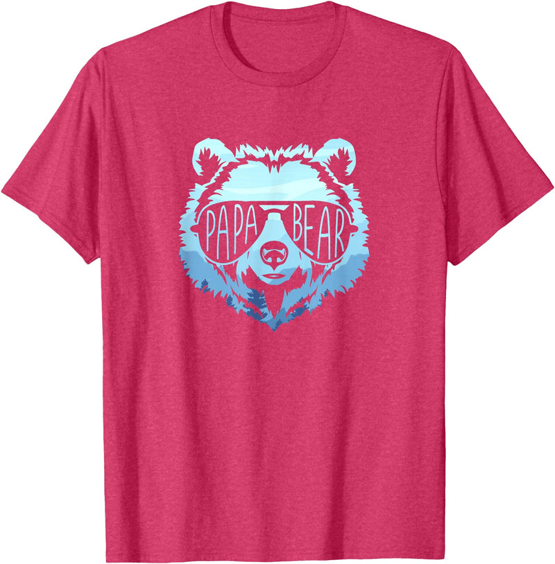 papa Grizzly in sunglasses Papa Bear Vintage Graphic T-Shirt - Red Heather