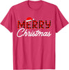 Merry Christmas Buffalo t -shir t Merry Christmas Buffalo Plaid Red Santa Hat Xmas Pajamas T-Shirt - Red Heather