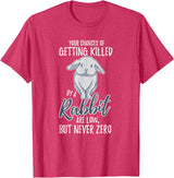 Killed by Rabbit Are Low but Never Zero Bunny Lover T-Shirt in Red Heather