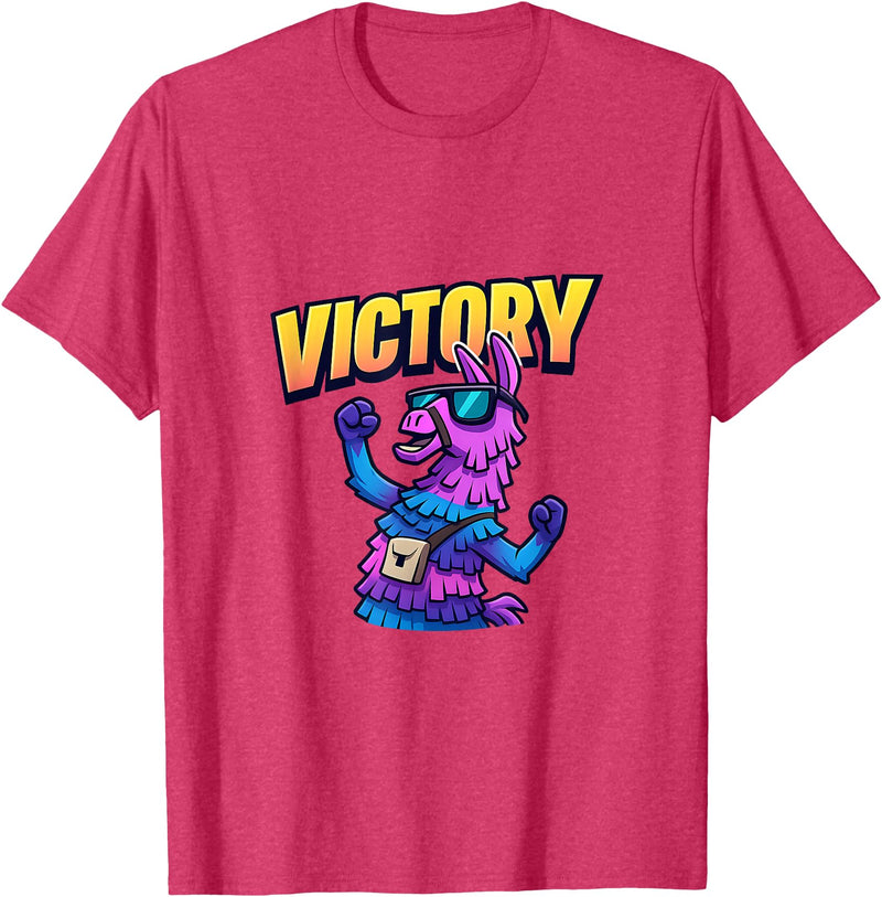 PixelLlama Victory Gaming Victory Llama T-Shirt - Red Heather