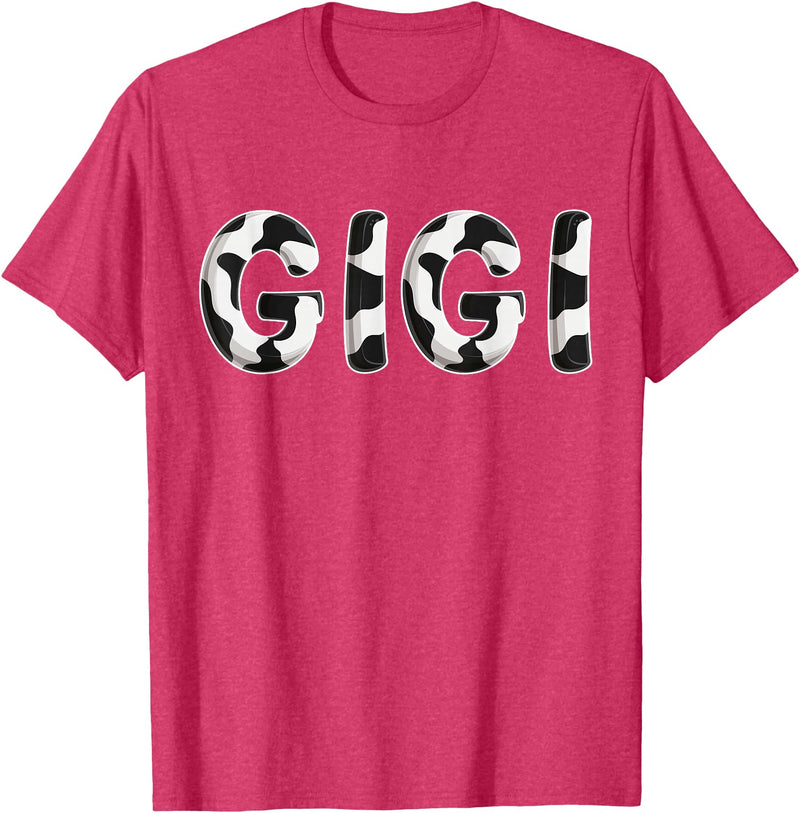 Cow Pattern Print Family Matching Birthday Shirts Cow Gigi Birthday Family Matching Mothers Day Boy Girl Farm T-Shirt - Red