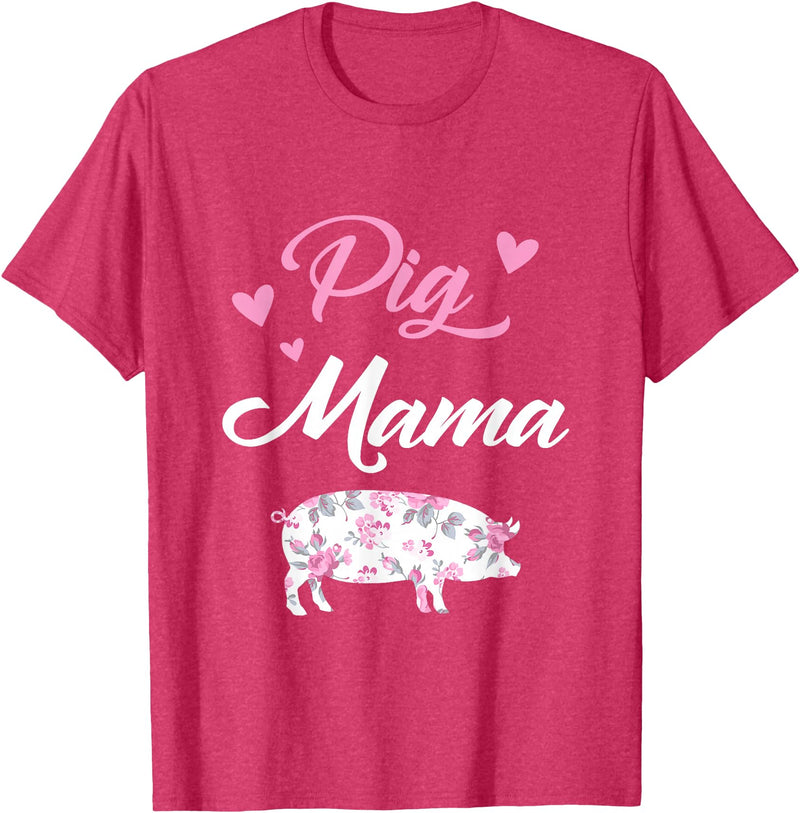 Funny Pig Lover Piggy Squad Gift For Women Pig Mama Funny Pig Mom Gift For Women Piggy Squad T-Shirt - Red Heather