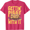 Hadley Designs Gettin' Piggy With It, Farm Animals, Hog Lover, I Love Pigs T-Shirt - Red Heather