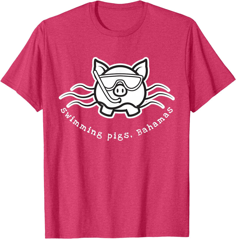 Bahamas Swimming Pigs Bahamas Swimming Pig with Mask and Snorkel T-Shirt - Red Heather