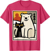 Utschki Bratschki Black Cat and Polar Bear Winter Animal Cute Snow Art T-Shirt - Red Heather