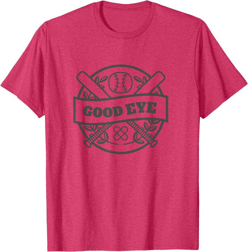 Flying Pig T Shirts Good Eye Baseball T-Shirt Humor Batter Team Sport Kids Bat T-Shirt - Red Heather