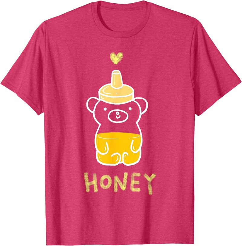 atelier mushroom HONEY Sweet Honey Bear Honey Bottle & Yellow Heart Graphic T-Shirt - Red Heather