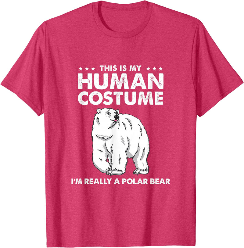Awesome Halloween Designs This is My Human Costume I'm Really A Polar Bear Halloween T-Shirt - Red Heather