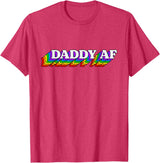 Gay Daddy AF Merch Mens Daddy AF Gay Daddy Bear LGBT Rainbow LGBTQ Pride T-Shirt - Red Heather