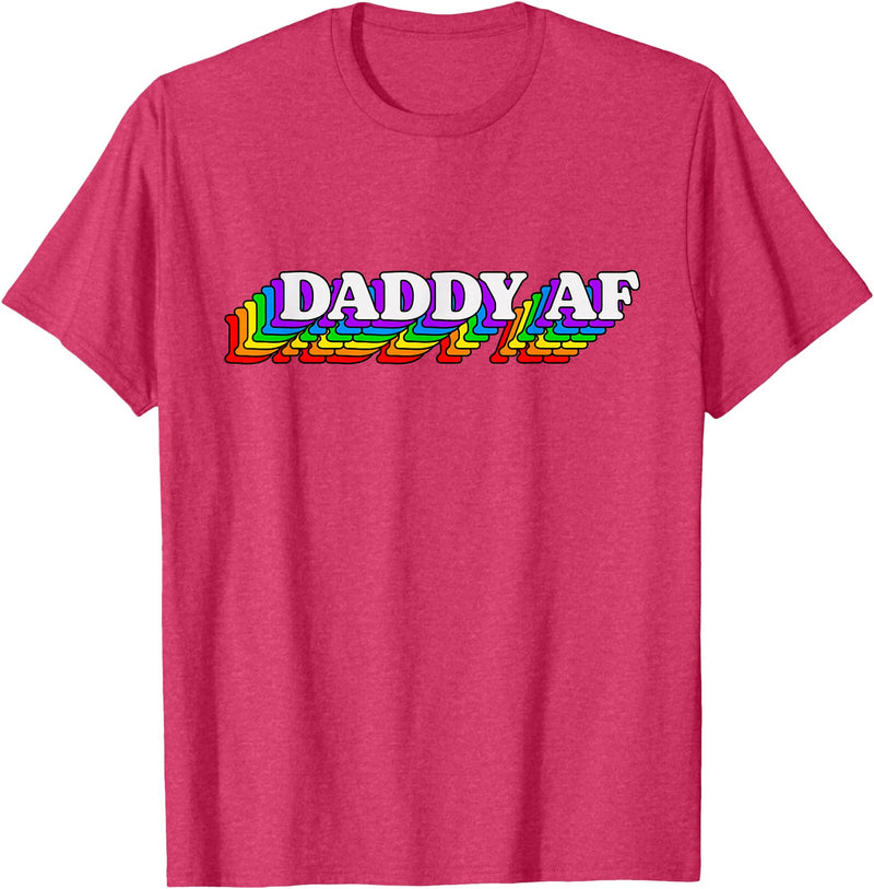 Gay Daddy AF Merch Mens Daddy AF Gay Daddy Bear LGBT Rainbow LGBTQ Pride T-Shirt - Red Heather