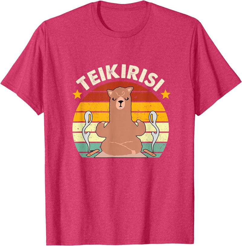 Teikirisi Take It Easy Funny Spanish Llama Latina Yoga T-Shirt - Red Heather