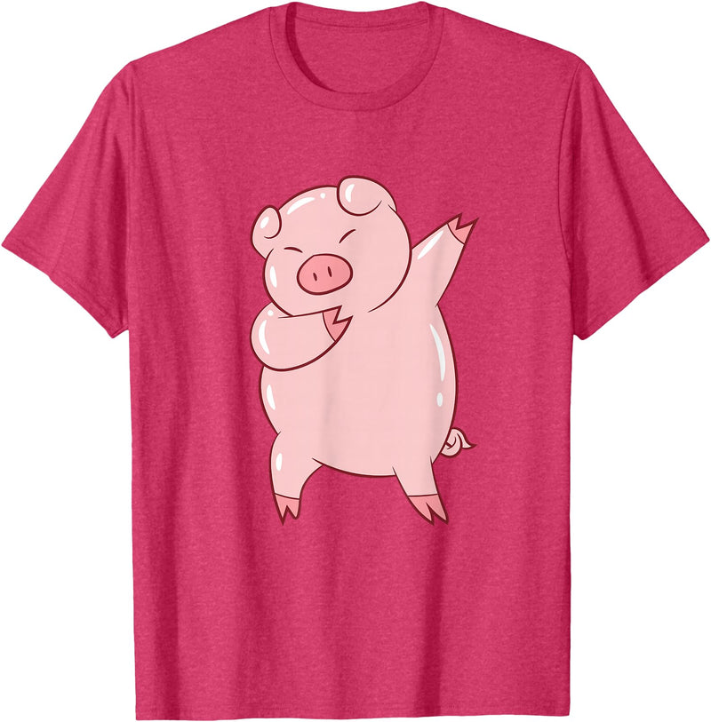 Cute Pig Tees Dabbing Pig Cute Pigs Dab Farmer Funny Pig T-Shirt - Red Heather