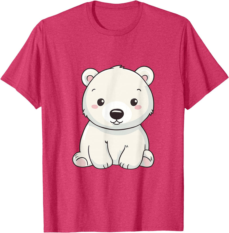 Polar Bears Shirts Cute Kawaii Polar Bears Lovers Gifts, White Bears T-Shirt - Red Heather