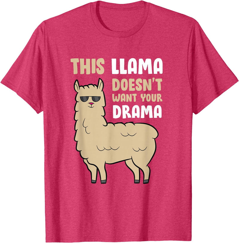 Funny Llama And Alpaca Gifts This Llama Doesn't Like Your Drama Funny Llama T-Shirt - Red Heather