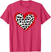 Cow Pattern Clothing for Cow Lover Heart Cow Print T-Shirt - Red Heather