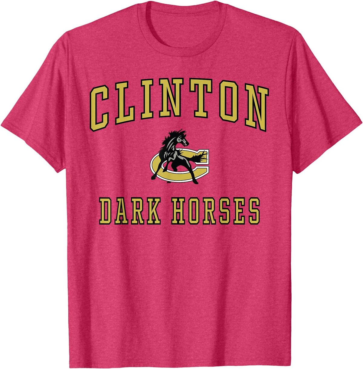 Official High School Fan Gear Clinton High School Dark Horses T-Shirt - Red Heather