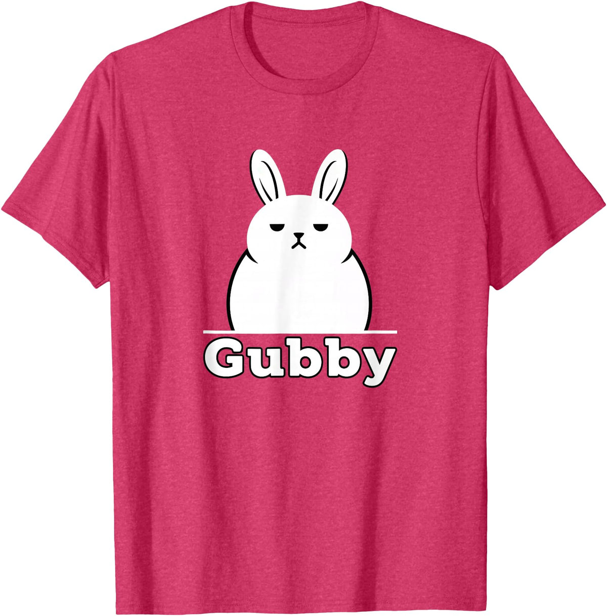 Gubby Rabbit Anime Funny Character Cute Grumpy Bunny T-Shirt in Red Heather