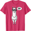 Funny Llama lover Co Alpaca Llama with Sunglasses Sup T-Shirt - Red Heather