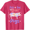 Pig Just A Girl Who Loves Pigs Gift for Pig Lovers T-Shirt - Red Heather