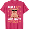Funny Pig Clothes & Outfits For Men, Boys Or Kids Just A Boy Who Loves Pigs Men Pig Lovers Pig Stuff Farmer T-Shirt - Red Heather