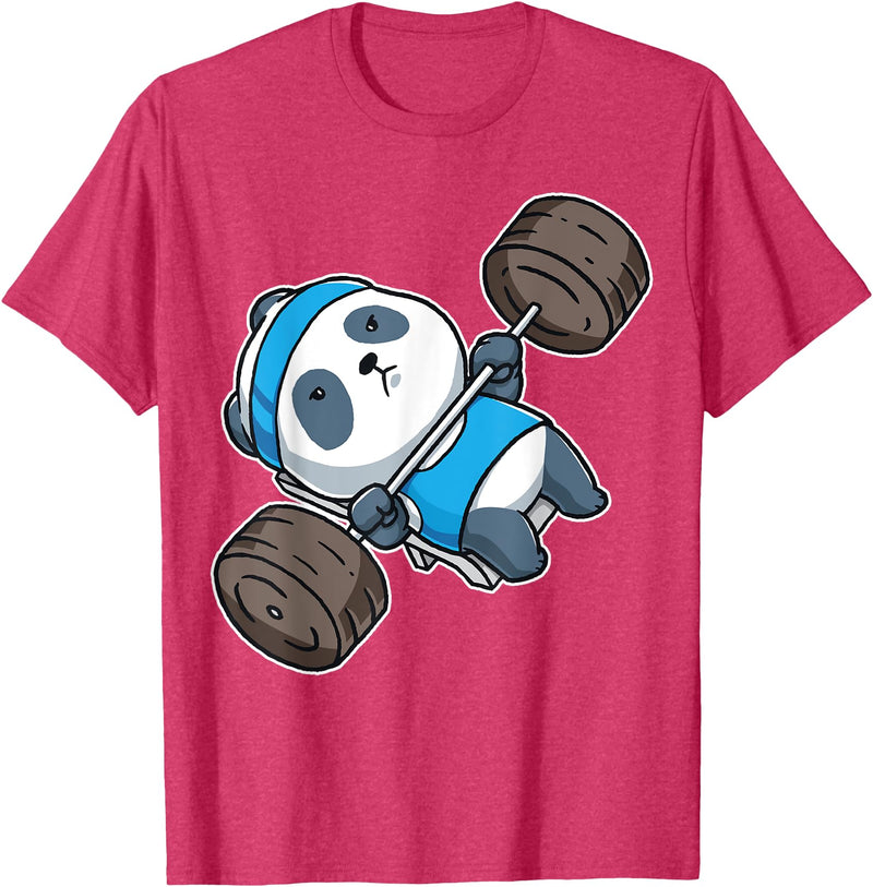 BCC Funny Panda Shirts & Panda Bear Gifts Panda Bear Gym Workout Training Bench Press Weight Lifting T-Shirt - Red Heather