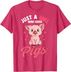 Cute Pig Co. Just A Girl Who Loves Pigs Hog Lover Cute Farmer T-Shirt - Red Heather