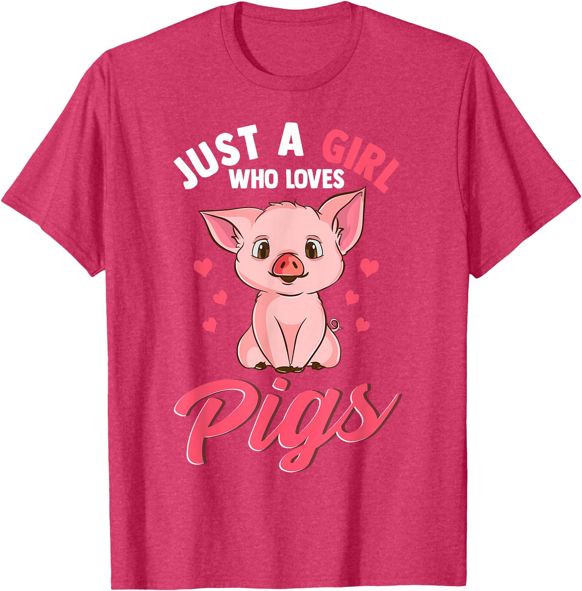 Cute Pig Co. Just A Girl Who Loves Pigs Hog Lover Cute Farmer T-Shirt - Red Heather