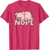 Funny Laziness Shirts & Gifts For Animal Lovers Lazy Pig Piggy Not Today Nope T-Shirt - Red Heather