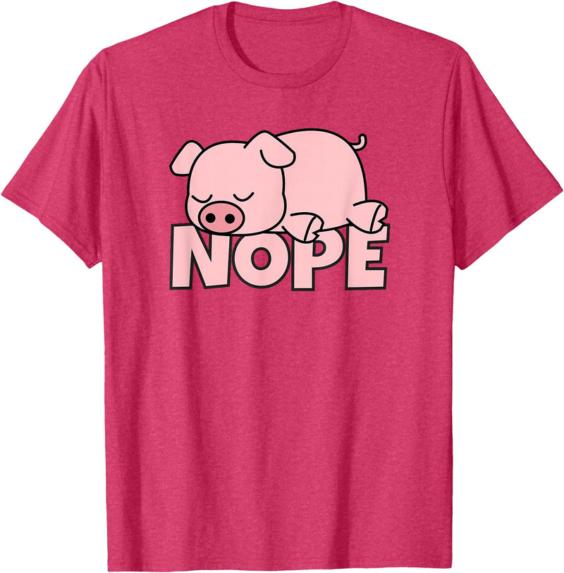 Funny Laziness Shirts & Gifts For Animal Lovers Lazy Pig Piggy Not Today Nope T-Shirt - Red Heather