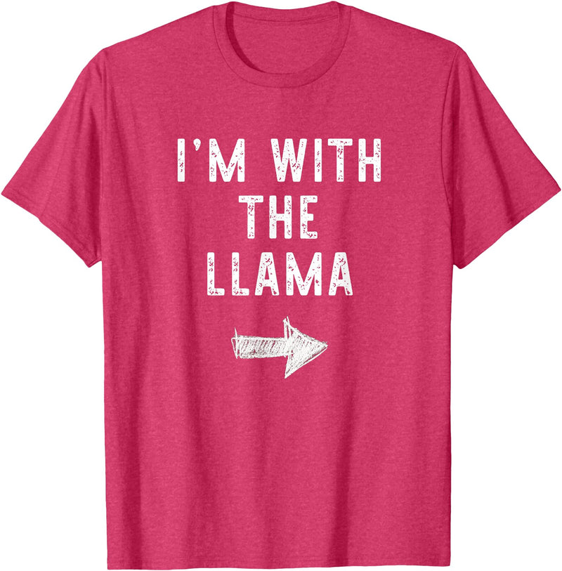 Im With The Llama Halloween Costume I’m with The Llama Funny Halloween Couple Costume T-Shirt - Red Heather