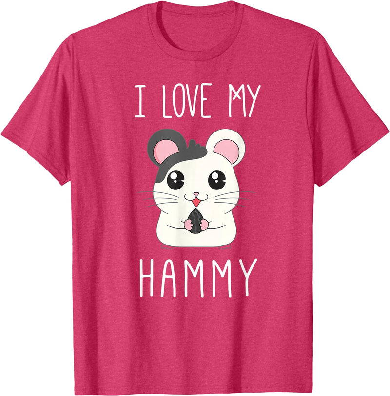 I Love My Hammy T Shirt for Hamster Lovers T-Shirt - Red Heather