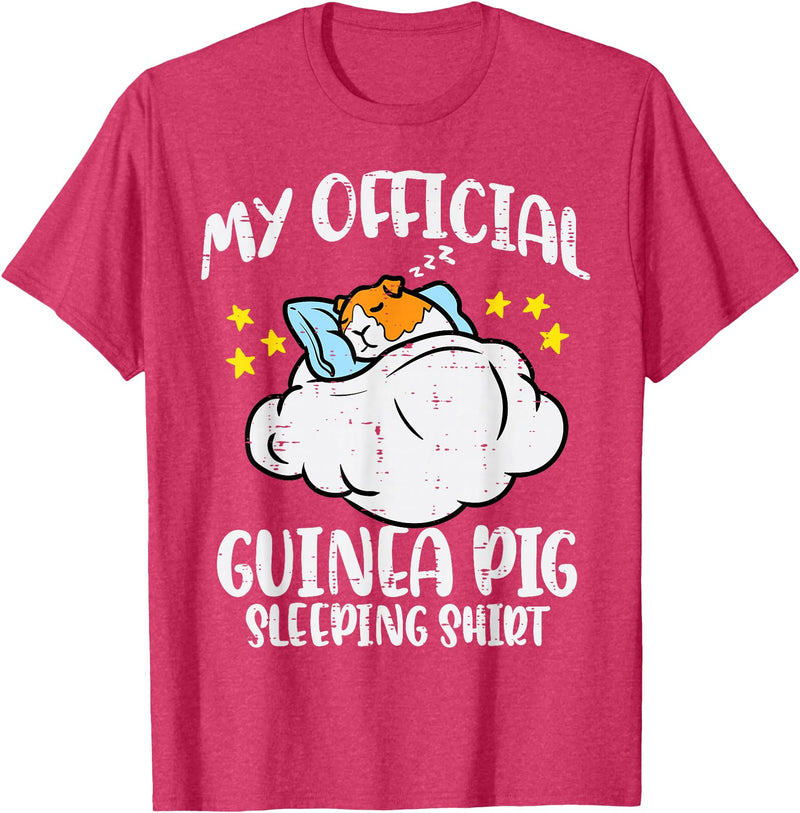 Guinea Pig Shirts For Men Women Kids Gift My Official Guinea Pig Sleeping Shirt Cavy Women Kids Men T-Shirt - Red Heather
