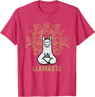Lama Llamaste Family Summer Sport Yoga Gift Tees Llamaste Yoga Gift For Men Women Kids Lover Llama Yoga T-Shirt - Red Heather