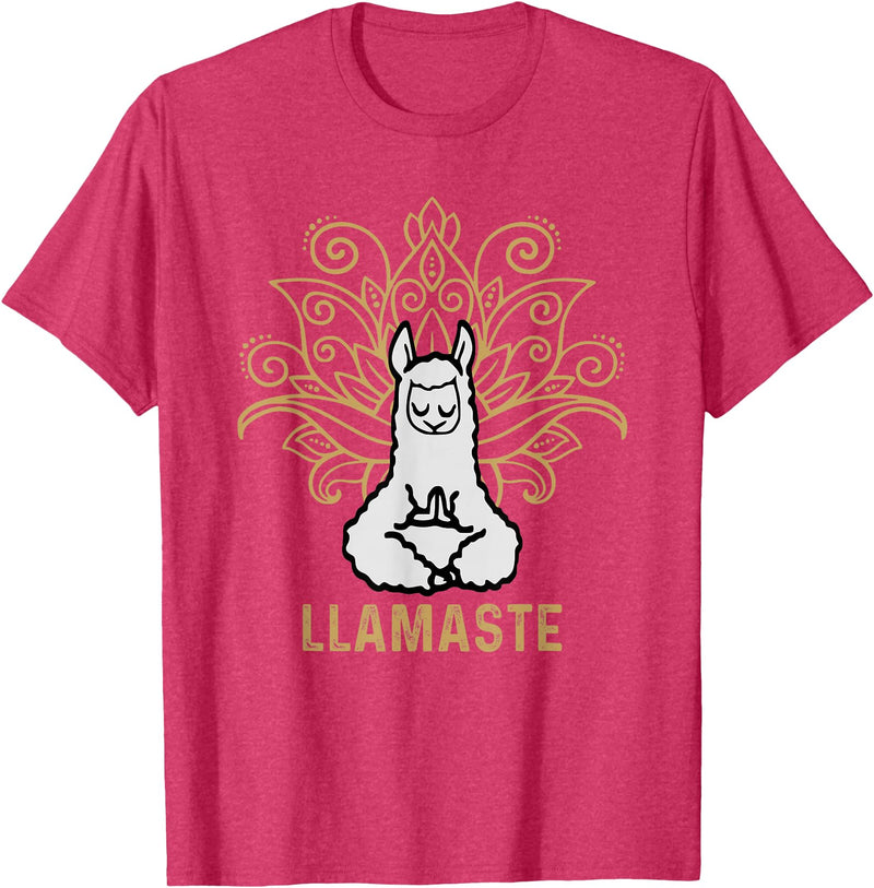 Lama Llamaste Family Summer Sport Yoga Gift Tees Llamaste Yoga Gift For Men Women Kids Lover Llama Yoga T-Shirt - Red Heather
